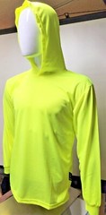 Hi Vis Long Sleeve Safety Shirt W/ Hoodie, Quick Dry Polyester Birdeye mesh