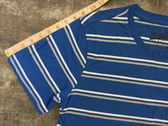 Men’s New T-Shirt Brooklyn Cloth M Blue Stripe Cotton Blend Crew Scoop Hem NWTs