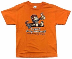 I Can’t Do My Homework! Chimpanzee Video Games T-shirt Kids Size Large Orange