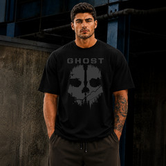 Ghost Skull Graphic Oversized T-Shirt Streetwear Unisex Heavy Cotton Gamers Tee