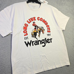 Wrangler Cowboys Shirt Men XL White Cowboy Horse Classic Western Casual Logo NWT