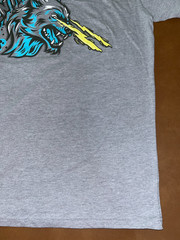 Gnasher Wolf Blue & Yellow Lightning Eyes Graphic Next Level Gray T-Shirt M