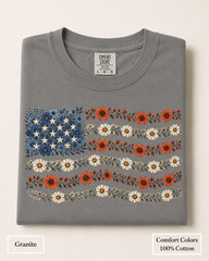 Floral American Flag Comfort Colors Shirt