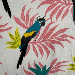 Free Planet Men’s Medium Parrot Tropical Graphic T Shirt Pink Cotton Summer Fre