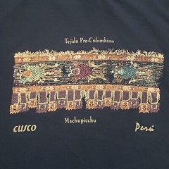 Tejido Pre Colombino Shirt Mens Large Black Cusco Machupicchu Peru Vintage