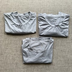 Preowned 3x UNIQLO AIRISM Crew Neck Mens Short Sleeve Shirt Grey Gray SMALL