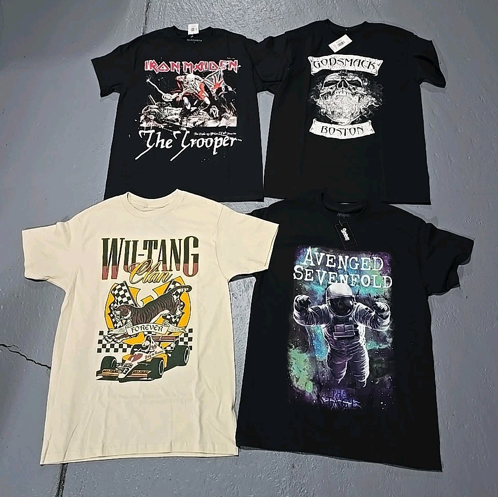 Iron Maiden Wu-Tang Godsmack Avenged Sevenfold T-Shirt 4pc Lot SZ MED (ii)