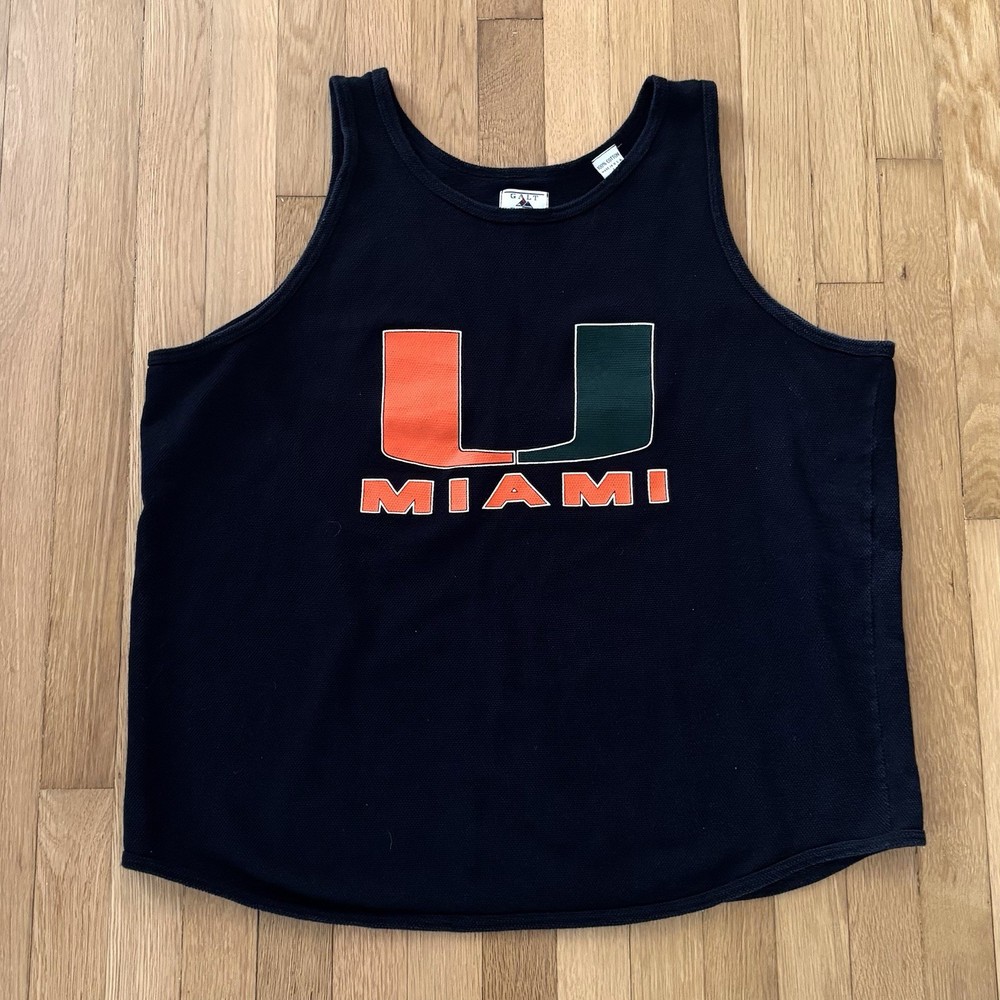 Vintage 90s Miami Hurricanes Tank Top Mens Large Galt Sand Made in USA Waffle