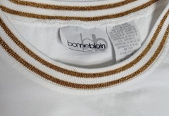 Vintage Bonnie Blain Gold Sailboat Embroidered Tee XL Gold Contrast Collar RETRO