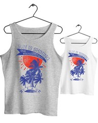 Mens Tank Top Muscle Shirt Sun is Shining Summer Beach Palm Trees Surfing SIS9720T