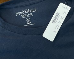J Crew Mercantile Mens Small Slim Broken In Basic T Shirt Navy Crew Neck NWT