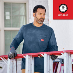 Men’S 2X-Large Blue GRIDIRON Cotton/Polyester Long-Sleeve Pocket T-Shirt