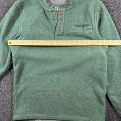 LL Bean Men’s Small Katahdin Iron Works Fleece Lined Henley Shirt Green Outdoors