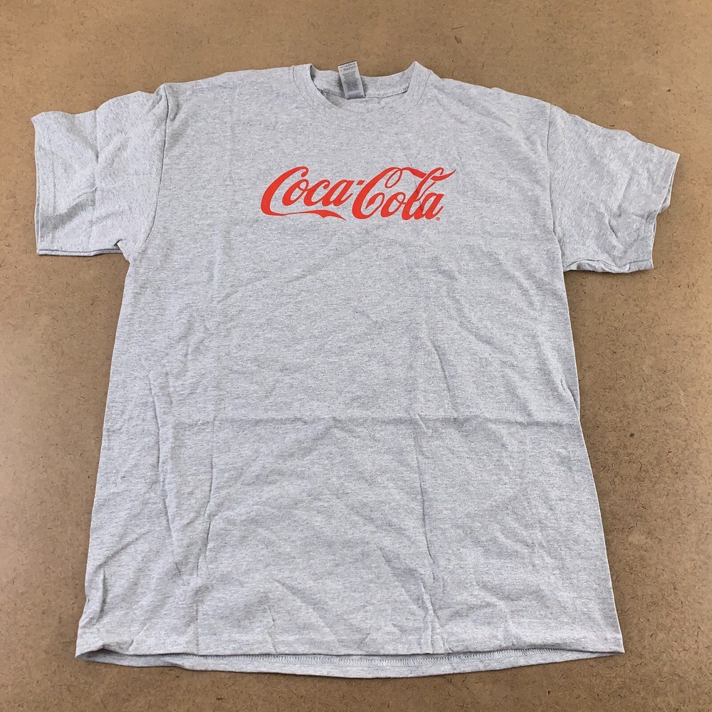 Gildan Ultra Cotton Coca-Cola Men’s Large Heather Gray Short Sleeve T-Shirt New