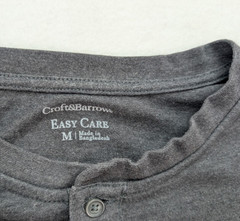 Croft & Barrow Men’s Henley Long Sleeve T-Shirt Size M Gray Classic
