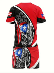 Puerto Rico Men’s Shorts Set Crew Neck Shirt & Drawstring Heritage