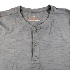 Rhone Long Sleeve Henley Shirt Heather Gray Mens Medium Stretch Pima Cotton