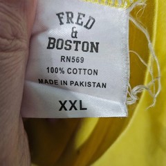 Fred & Boston T-Shirt Mens XXL Yellow with Navy Logo Cotton