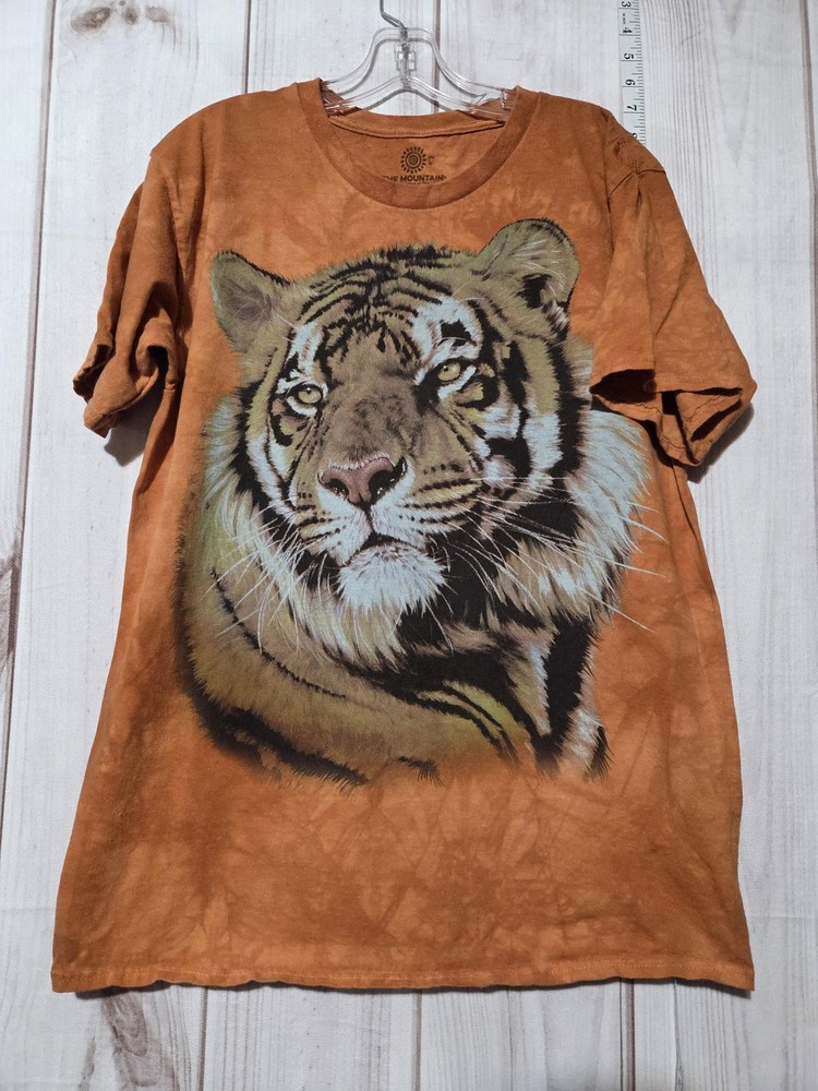 The Mountain Shirt Mens Large Brown Tiger Graphic Tie Dye Big Cat Cotton