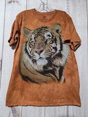The Mountain Shirt Mens Large Brown Tiger Graphic Tie Dye Big Cat Cotton