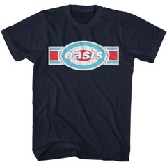 Oasis Red White & Blue Tri Color Band Logo Men’s T Shirt Rock Music Merch