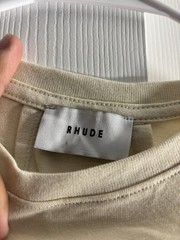 RHUDE Men’s Horse Logo Graphic Print T-Shirt Beige Knit Crew Neck Short XL