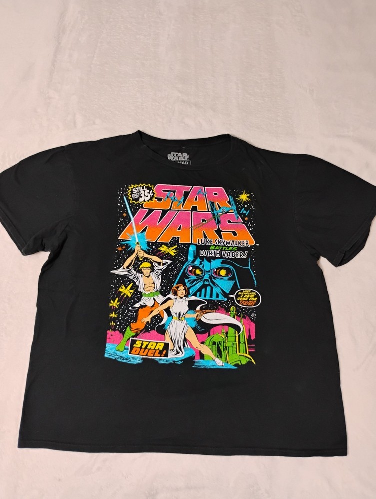 Star Wars Mad Engine T-Shirt Star Duel Comic Graphic Black Size L Sci-Fi Retro