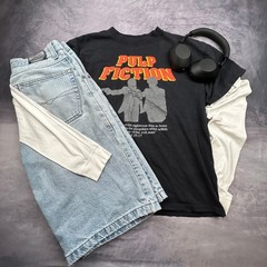 Vintage Pulp Fiction Movie Promo T-Shirt Black 90s Ezekiel 25:17 Graphic XL