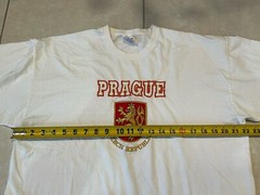 VTG 90s Prague Czech Republic Men’s Shirt XL White Embroidered Coat Of Arms