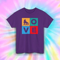 Figure Skate Love Block Design Fun Skater Gift Winter Outdoor Sports Shirt S-5XL