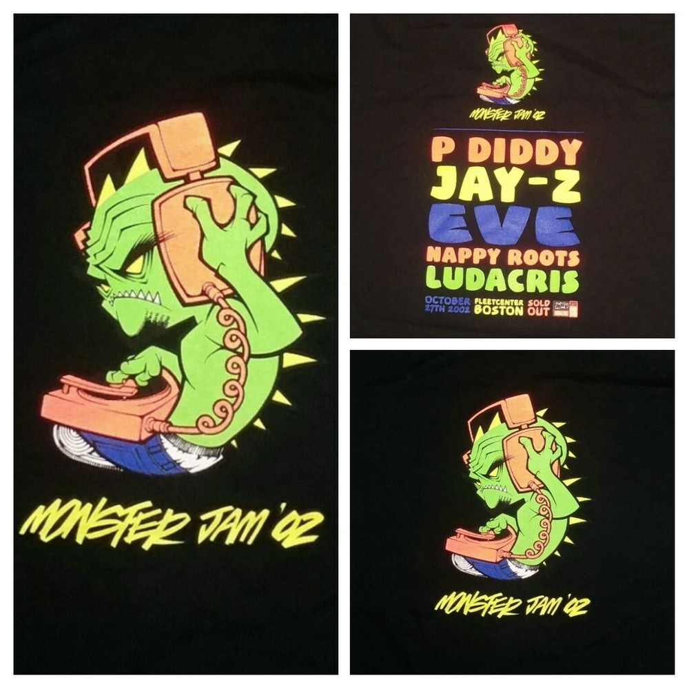 vintage Puff Daddy P Diddy Jay-Z Ludacris Rap Monster Jam t shirt L boston
