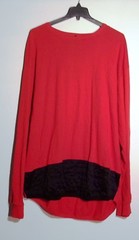 NWT MEN’S 6XL LR SCOOP PREMIUM RED BLK LONG SLEEVE P/O QUILTED TEE T-SHIRT #1390