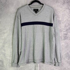 VTG Y2K 90s Eddie Bauer Mens Long Sleeve V Neck Shirt Sz L Striped preppy sporty