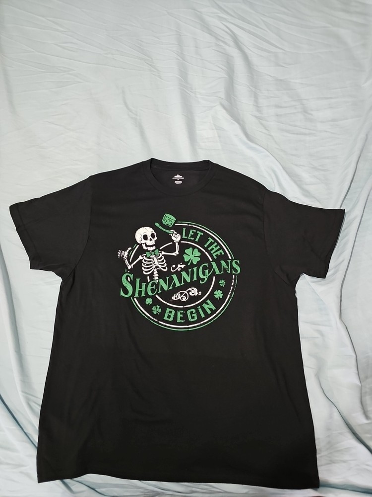 Way to Celebrate Black Medium Let’s The Shenanigans Begin T-shirt NWT