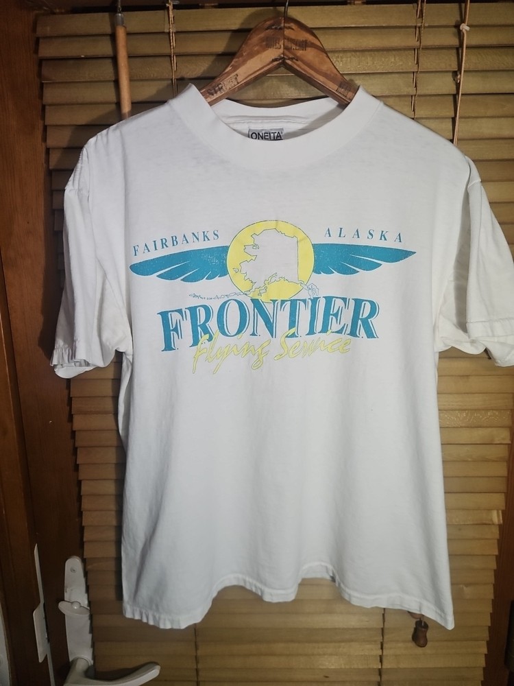 Vintage 90s Single Stitch Fairbanks Alaska Bush Plane Tee T Shirt L White Nature