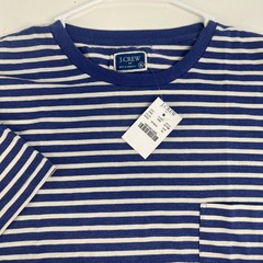 J.Crew Shirt Mens XL Blue White Stripe Slim Pocket Crewneck Tee Casual Top