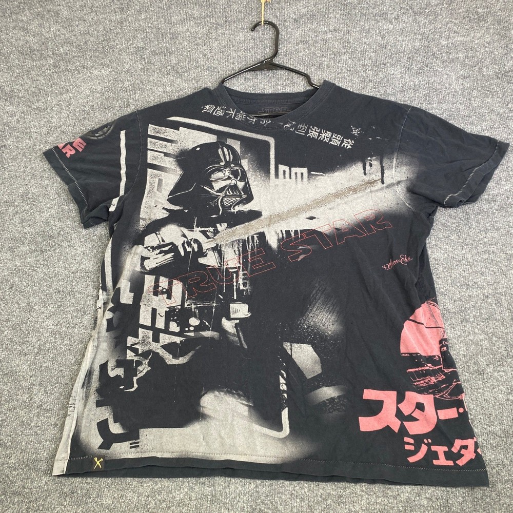 Marc Ecko Star Wars Darth Vader Shirt Mens XL Black y2k Cut & Sew Graphic Tee