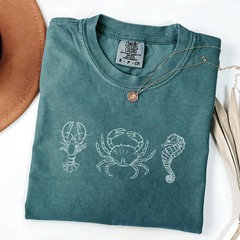 Comfort Tee Lobster Crab Seahorse Ocean Life Sea Animal