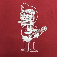 Johnny Cash Dia De Los Muertos T-Shirt Large American Apparel Rare Red Skeleton