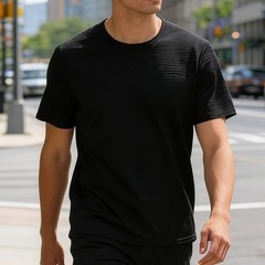 Ice Silk Men’s Short Sleeve Top Pure Color Regular Fit for All Activities
