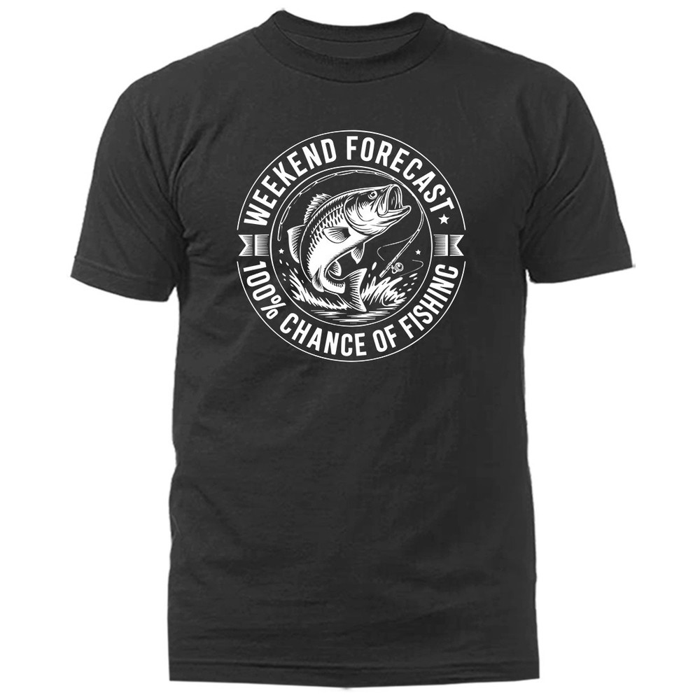 Weekend Forecast 100% Chance of Fishing Funny Fishing Shirt Angler T-Shirt