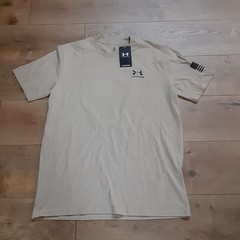 Under Armour UA Shirt Mens Large Beige Freedom Snake T Graphic Tee USA Flag New
