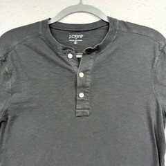 J.CREW Henley Shirt Mens Small Dark Gray Cotton Long Sleeve Everyday Wear Tee