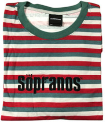 The Sopranos TONY HBO TV Men’s RED Striped embroided Logo T-Shirt S M L XL 2X