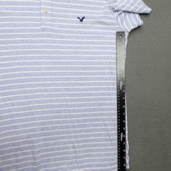 American Eagle Henley Neck T Shirt Men’s Size M Blue Striped Short Sleeve