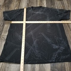 Black/Gray Utility Rock N Roll Guitar T-Shirt Mens XXL Grunge Metal Aop