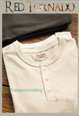 Red Tornado Men Cotton Pure Color Shirts Long Sleeve Round Neck T-Shirts Vintage