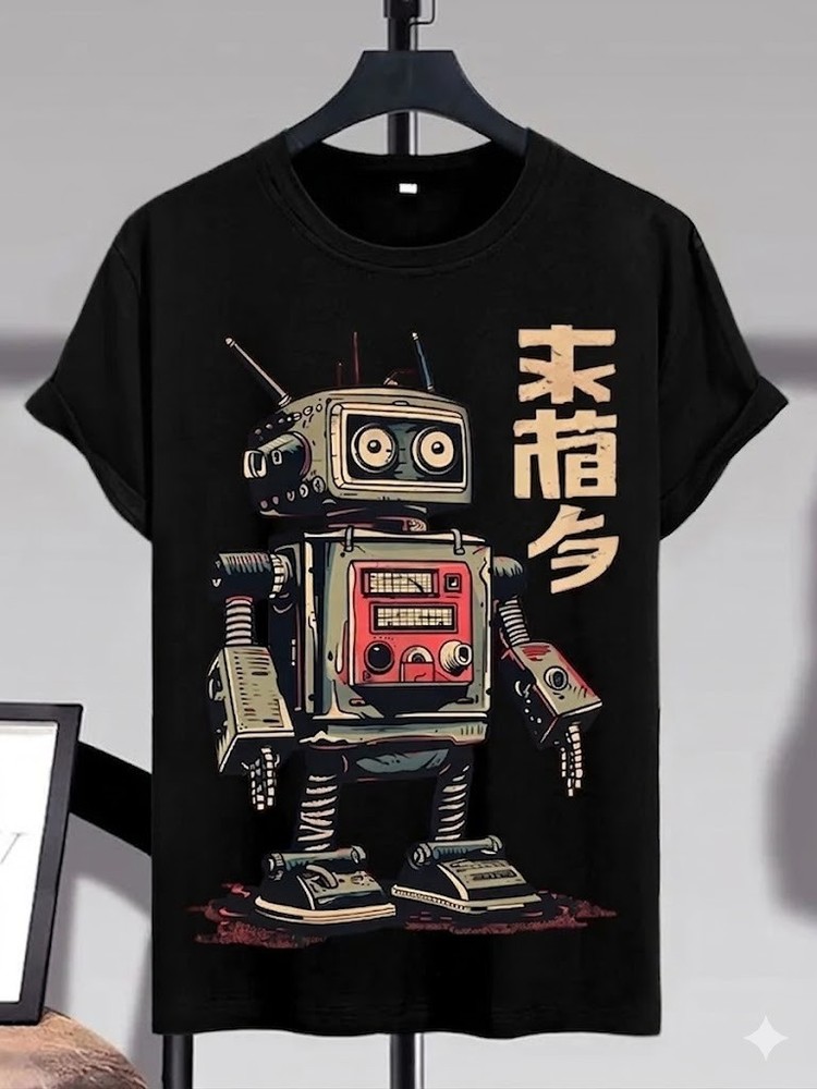 Vintage Robot Retro Sci Fi Character Graphic T shirt