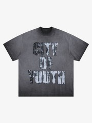 Vintage Gradient Spray Letter Print T-Shirt