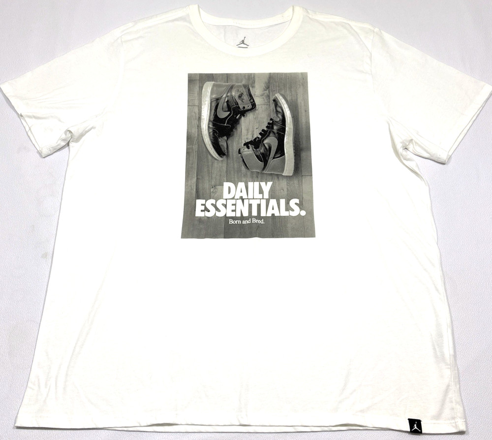 Nike Air Jordan Retro 1 “Daily Essentials” Men’s T-Shirt White Men’s 2XL Bred